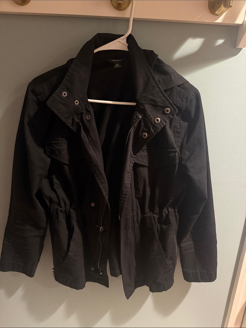 Simply Vera Vera Wang Black Utility Jacket with Snap Details